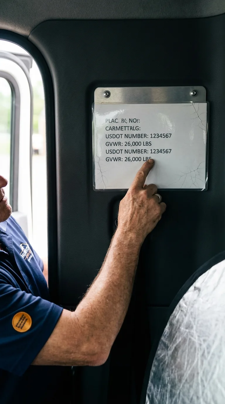 USDOT licensing placard verification in Muscatine